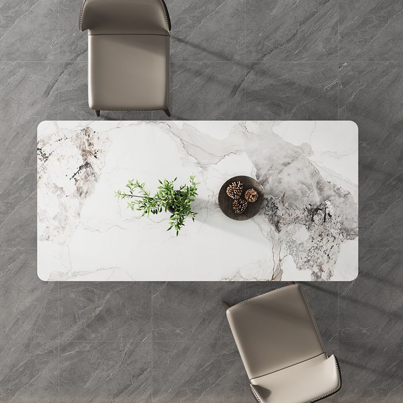 Mesa de comedor rectangular 4 patas modernas mesa fija de piedra sinterizada