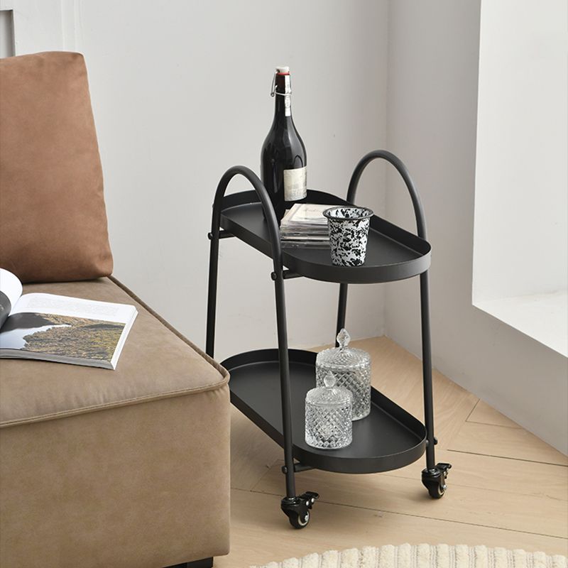 Tavolo da goccia a doppio livello del vassoio contemporaneo tavolo da diapositiva ovale con archiviazione