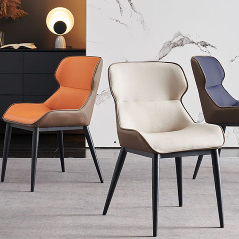 Sedia da pranzo in metallo contemporaneo braccio laterale in vena