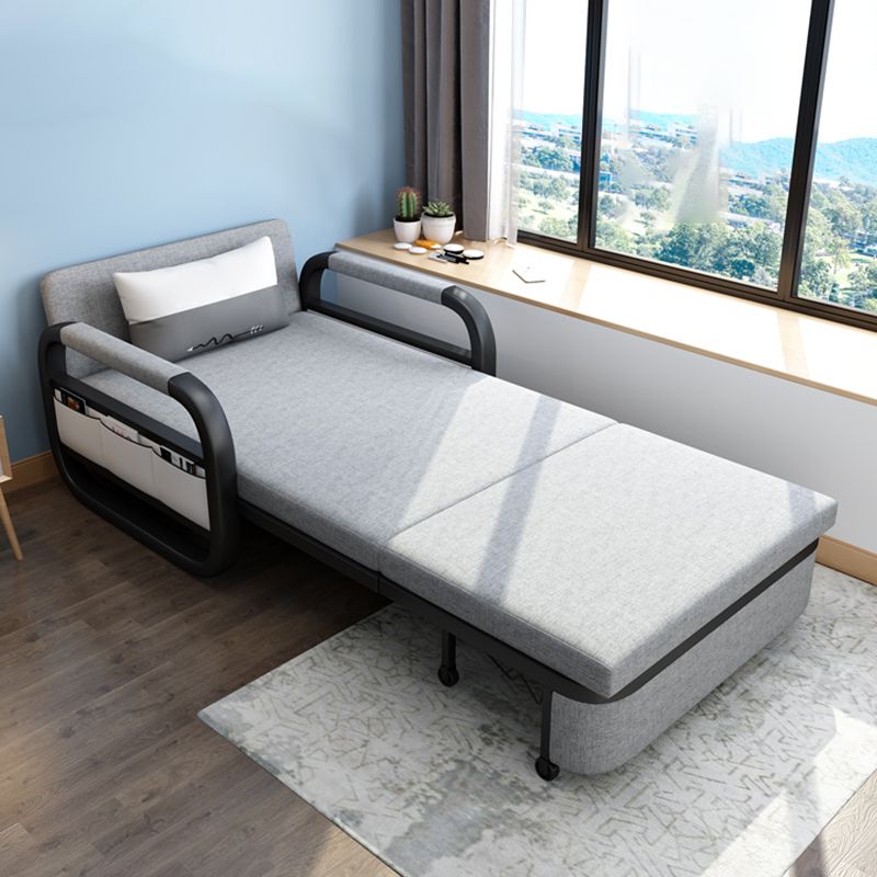 Contemporary Square Arm Cotton Blend Sofa Bed in Grey for 2 People Clearhalo 'furn' 'furn_sofas' 'Furniture' 'Living Room Furniture' 'Sofa' 'sofas' 1200x1200_14e63787-fb09-4123-b150-5c0d4167261c