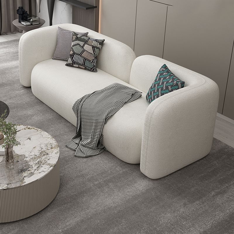 Scandinavian Wool Seating Tuxedo Arm Living Room Sofa in White