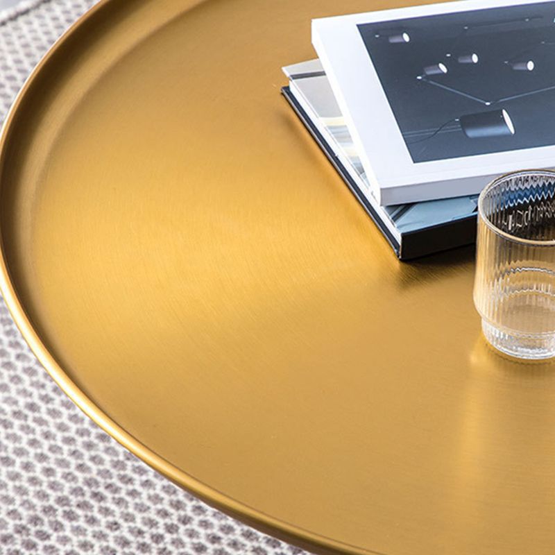 中世紀のモダンな台座トレイトップラウンドシングルコーヒーテーブル