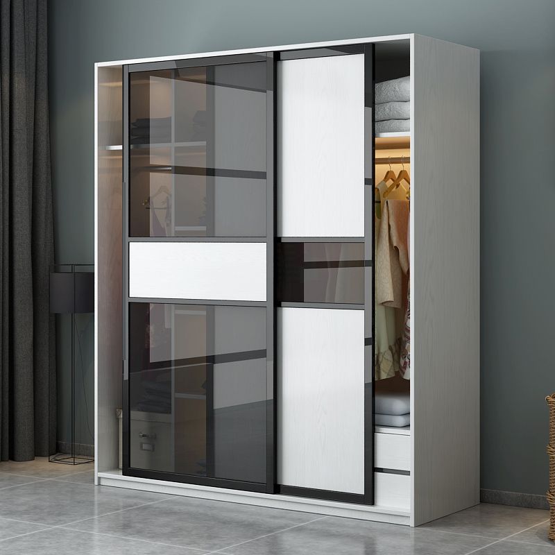 White Storage Cabinet with Glass Doors Contemporary Hinged Door Cabinet