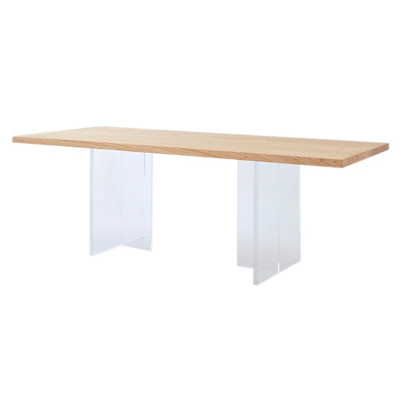Rectangle Solid Wood Brown Tone Dining Table Simplicity Double Pedestal Table for Dining Room Clearhalo ' dining_table' 'Dining Tables & Seating' 'Dining Tables' 'furn' 'furn_dining_table' 'Furniture' 'furniture_dining_table' 'Kitchen & Dining Furniture' 'kitchen&dining_furn' 'kitchen' 'kitchen_dining_table' 1200x1200_14e9fe42-0dca-42b2-9ce7-ba441edc5377