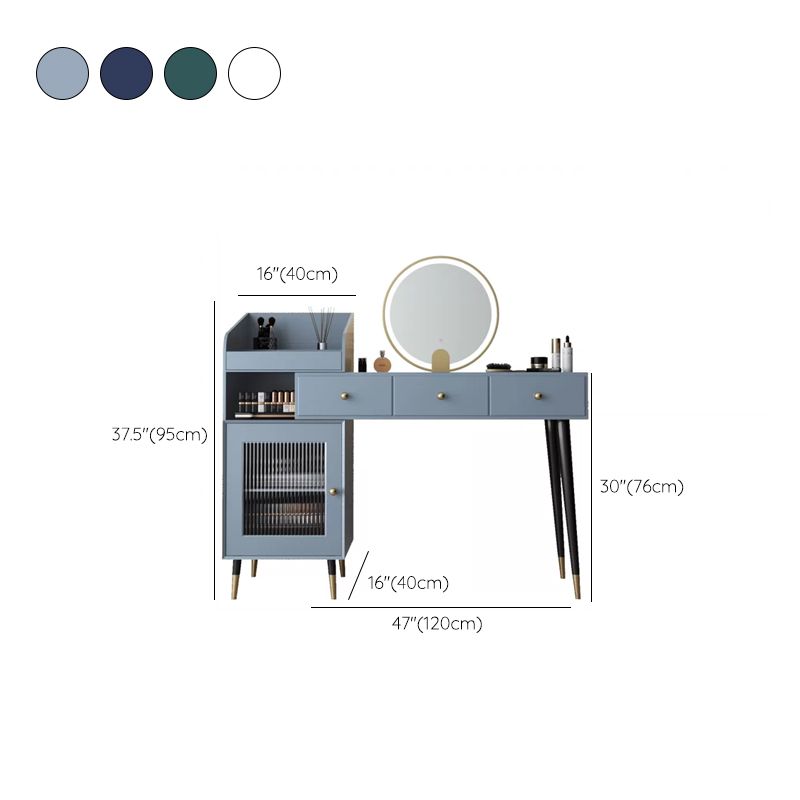 Contemporary Solid Wood Vanity Dressing Table with Mirror and Stool