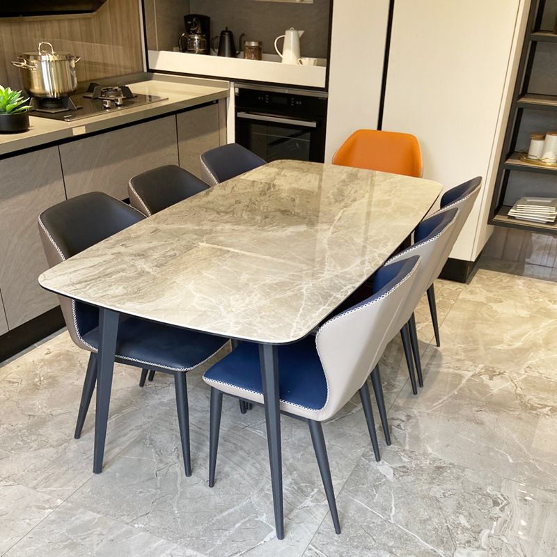 Rectangular Sintered Stone Dining Table Modern Furniture with 4 Legs in Matte Finish Home Clearhalo 'Dining Tables & Seating' 'Dining Tables' 'dining_table' 'furn' 'furn_dining_table' 'Furniture' 'Kitchen & Dining Furniture' 1200x1200_14eb289a-ba82-42f2-b987-488f8b286005