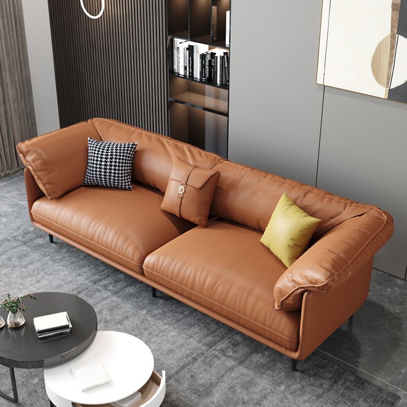 Faux Leather 72"High Wooden Tuxedo Arm Sewn Pillow Back Sofa, Living Room Clearhalo 'furn' 'furn_sofas' 'Furniture' 'furniture_sofas' 'kitchen' 'kitchen_sofas' 'Living Room Furniture' 'Sofa' 'sofas' 1200x1200_14eb5aed-2ae7-4200-bdff-0487ef3b8018