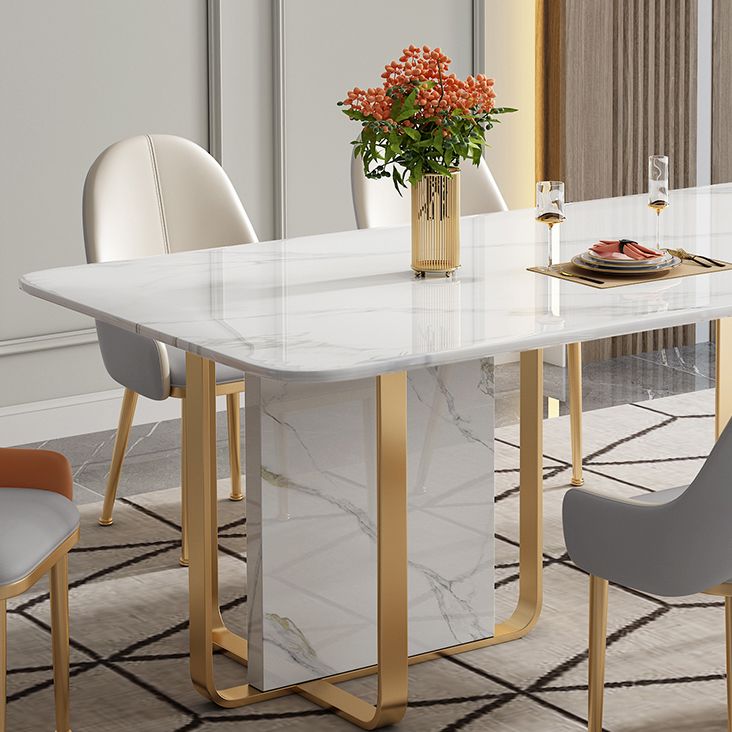 Luxury Sintered Stone Top Table Rectangle White Table with Metal Double Pedestal Clearhalo ' dining_table' 'Dining Tables & Seating' 'Dining Tables' 'furn' 'furn_dining_table' 'Furniture' 'furniture_dining_table' 'Kitchen & Dining Furniture' 'kitchen&dining_furn' 'kitchen' 'kitchen_dining_table' 1200x1200_14ebc9b1-7bf1-4175-8a28-c26a1a04e26c