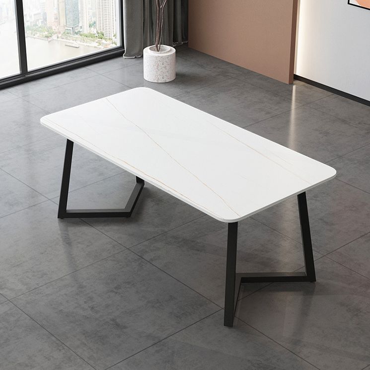 Industrial Style Dining Table Sintered Stone Rectangle Table for Home Clearhalo 'Dining Tables & Seating' 'Dining Tables' 'dining_table' 'furn' 'furn_dining_table' 'Furniture' 'Kitchen & Dining Furniture' 1200x1200_14edee3d-71f1-48ee-9fb2-73e491f2fb8f