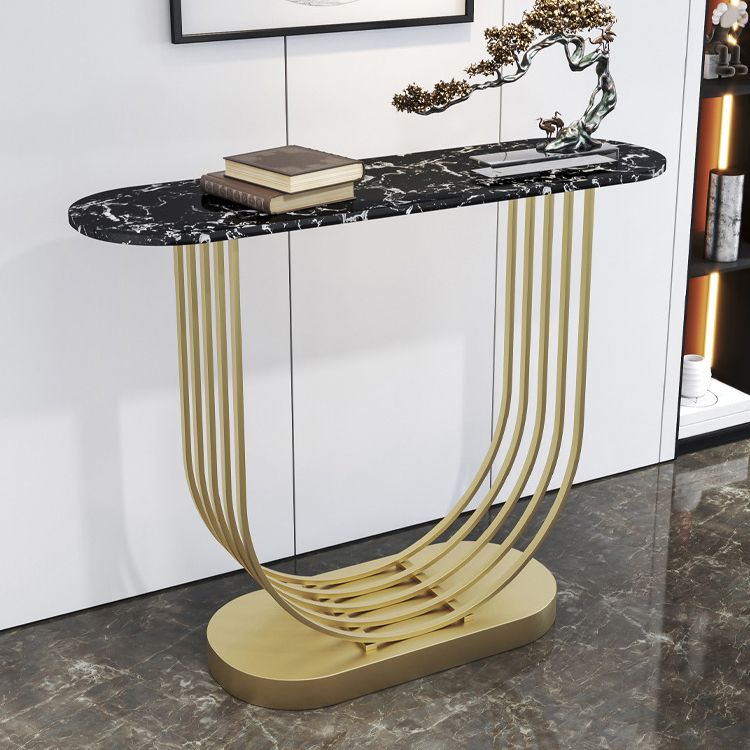 Console ovale in pietra Tabella 1-SHELF 11,81 "W tavolo accento per sala