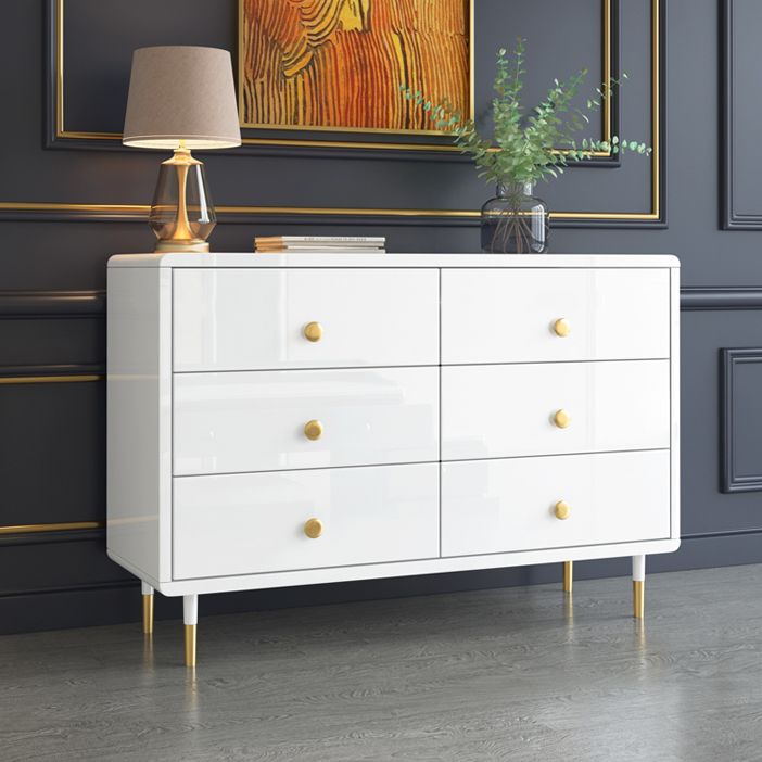 White-gold Buffet Table Wood Glam Style Kitchen Table for Dinning Room Clearhalo 'buffet_sideboard' 'Buffets & Sideboards' 'furn' 'furn_buffet_sideboard' 'Furniture' 'Kitchen & Dining Furniture' 1200x1200_14efd29f-0dab-4ad1-ac0b-213e39938a7b