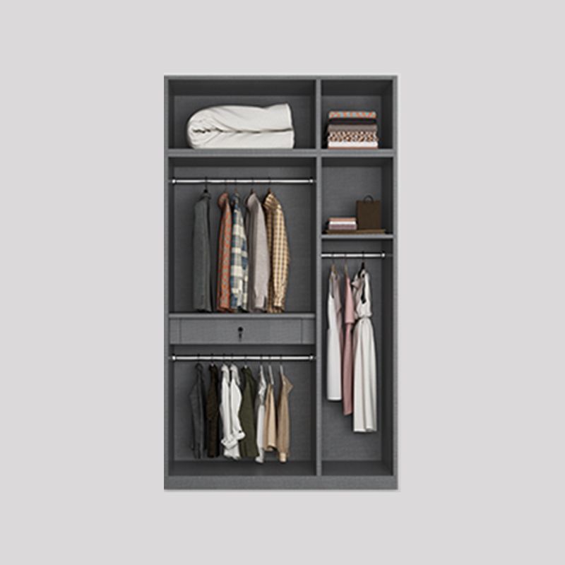 Contemporary Grey Storage Cabinet with Garment Rod Hinged Door Cabinet for Bedroom Clearhalo 'Armoires & Wardrobes' 'armoires_wardrobes' 'Bedroom Furniture' 'furn' 'furn_armoires_wardrobes' 'Furniture' 1200x1200_14f0a729-16d9-478f-a840-dd1ac0fbacd6
