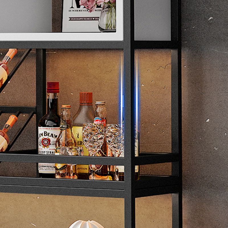 Botella de vino de metal y rejilla de vidrio Rack de vino moderno con estante