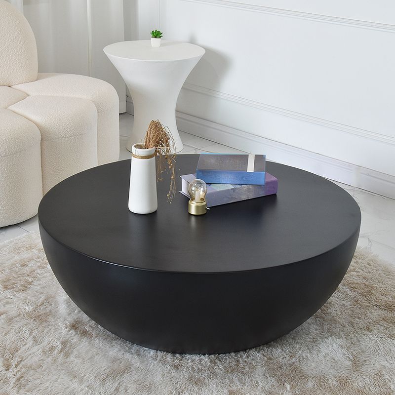 Modern Concrete Black Cocktail Table Round Coffee Table - White Clearhalo 'Coffee & Accent Tables' 'Coffee Tables' 'coffee_tables' 'furn' 'furn_coffee_tables' 'Furniture' 'Living Room Furniture' 1200x1200_14f28929-aa9b-4b6d-a989-2d8cb0dc711e