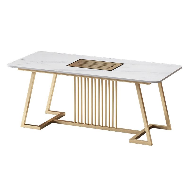Metal and Slate Table Glam Style Home Minimalist Rectangular Dining Table