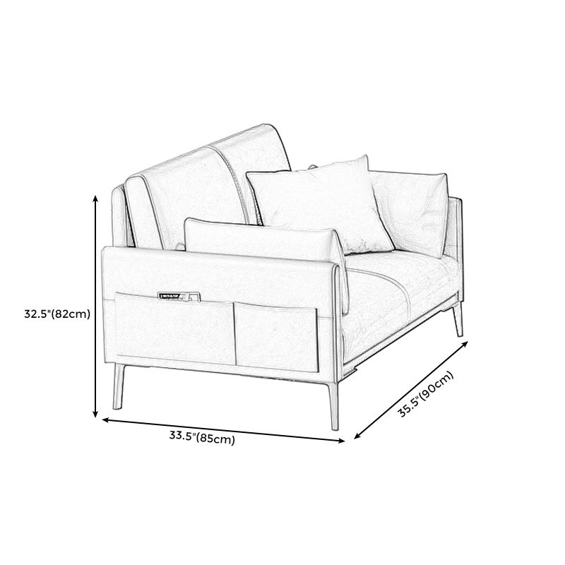 32.28" H Scandinavian Standard Square Arm Sofa with Pillow Back in Brown Finish Clearhalo 'furn' 'furn_sofas' 'Furniture' 'furniture_sofas' 'kitchen' 'kitchen_sofas' 'Living Room Furniture' 'Sofa' 'sofas' 1200x1200_14f6335c-2336-44af-ad1f-098e15f93cd1