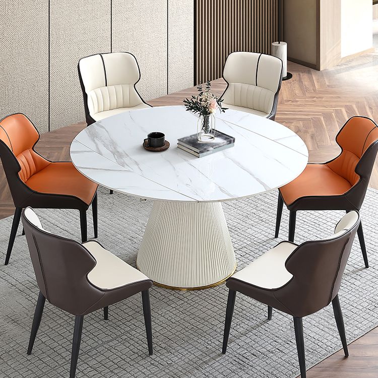 Glam 1/3/4/5/7 Pieces Dinette Set with Sintered Stone Top PU Leather Dining Table Set Clearhalo 'Dining Room Sets' 'Dining Tables & Seating' 'dining_room_set' 'furn' 'furn_dining_room_set' 'Furniture' 'furniture_dining_room_set' 'Kitchen & Dining Furniture' 1200x1200_14f8a1b2-417c-4c55-a9af-ace2ee5ccbc9
