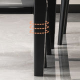 Moderner runder graues Steinoberteil ausziehbar einziehbarer Esstisch mit 4 schwarzen Beinen mit Gummiholzbeinen