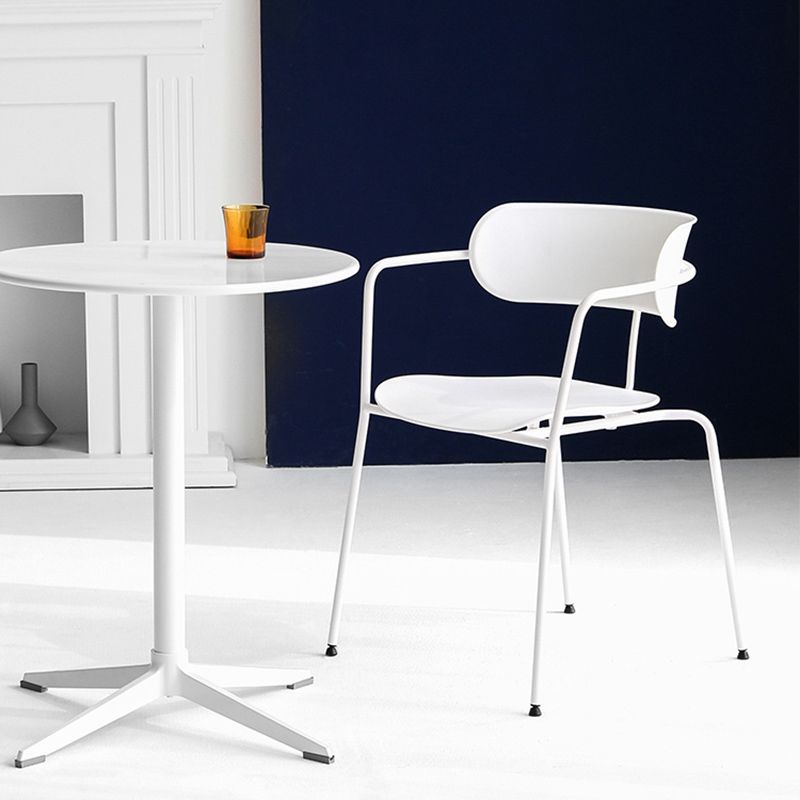 Contemporary Style Arm Chair Plastic Open Back Side Chair with Metal Base Clearhalo 'Dining Chairs' 'Dining Tables & Seating' 'dining_chair' 'furn' 'furn_dining_chair' 'Furniture' 'Kitchen & Dining Furniture' 1200x1200_14fc384d-ae40-4936-802a-bac205029fe2