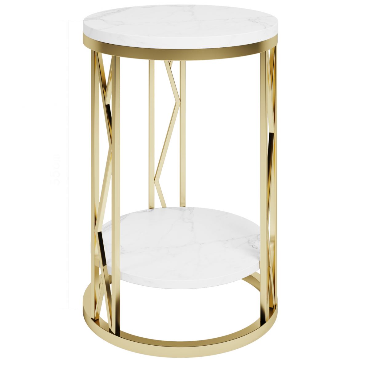 Glam Metal Night Table Open Storage 1-Shelf Round Nightstand in Black/White Clearhalo 'Bedroom Furniture' 'furn' 'furn_night_stand' 'Furniture' 'night_stand' 'Nightstands' 1200x1200_14fe7d7c-39a7-4778-a525-dd9ce5f2af34