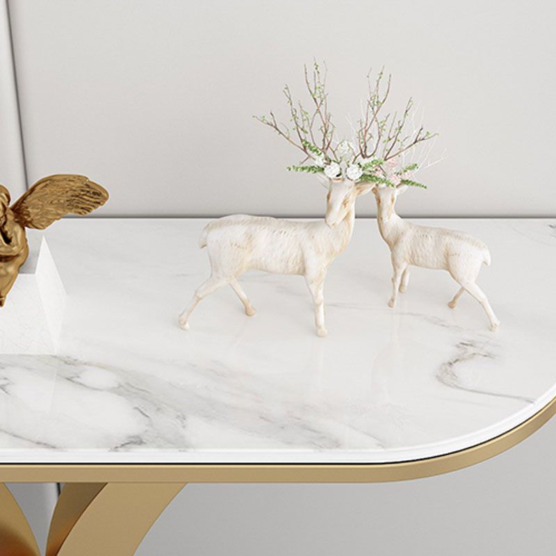 Tavolo console in marmo glam mezza luna astratto 12 "w tavolo accento per sala