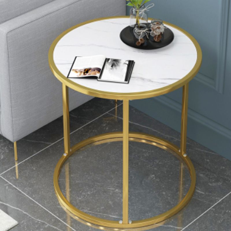 Glam Black/White Wood Side Table Stainless Steel Frame End Table