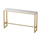 Glam Rectangle Stone Bistro Table Indoor Iron Bar Dining Table with Trestle Pedestal Clearhalo 'Bar Furniture' 'Bar Tables' 'bar_tables' 'furn' 'furn_bar_tables' 'Furniture' 'furniture_bar_tables' 'Kitchen & Dining Furniture' 1200x1200_15043584-7c3b-4f5c-84b5-64b4a469641b