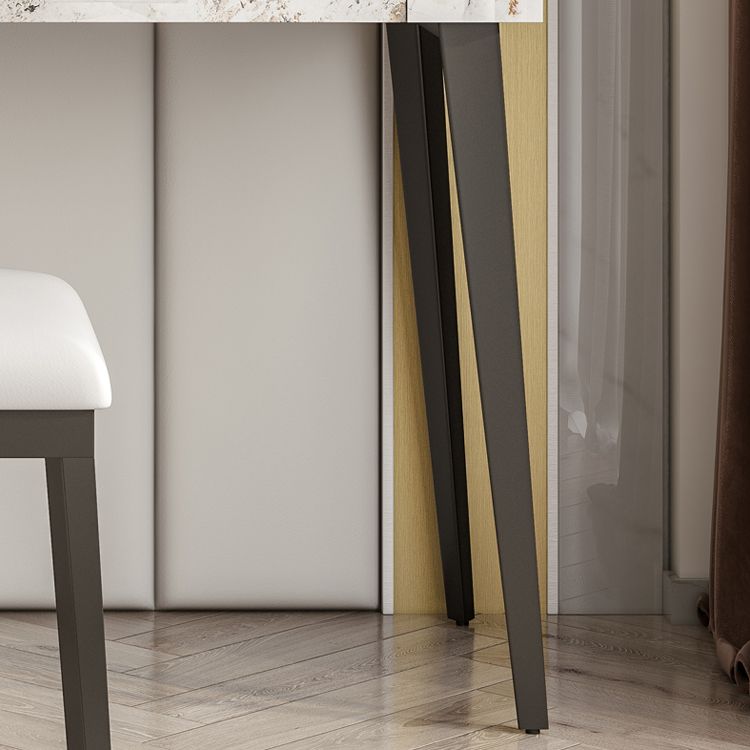 Stone Top -Schminktischhocker schwarze Eitelkeit mit Holzschubladen