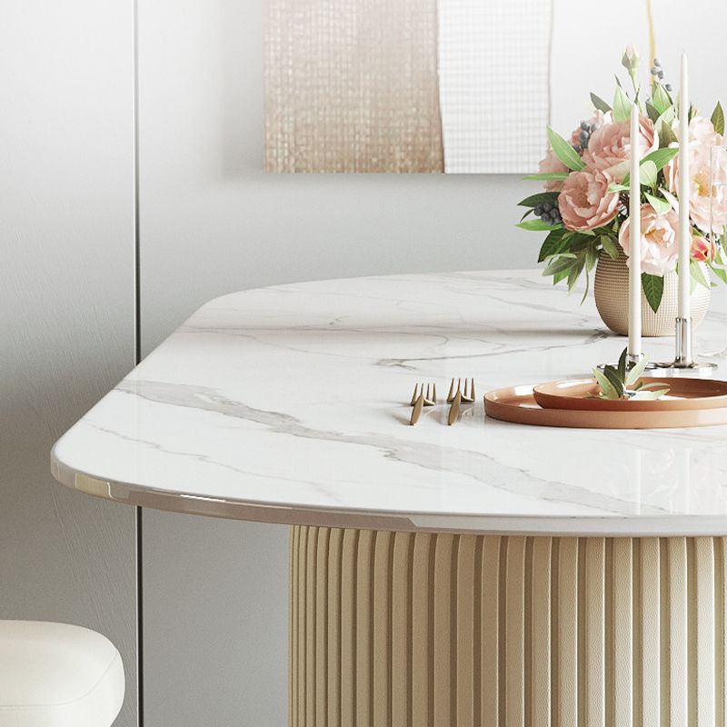 Oval Sintered Stone Dining Table Traditional Luxury Dining Table Clearhalo 'Dining Tables & Seating' 'Dining Tables' 'dining_table' 'furn' 'furn_dining_table' 'Furniture' 'Kitchen & Dining Furniture' 1200x1200_15072949-df8e-416f-aa1a-f6613821009a