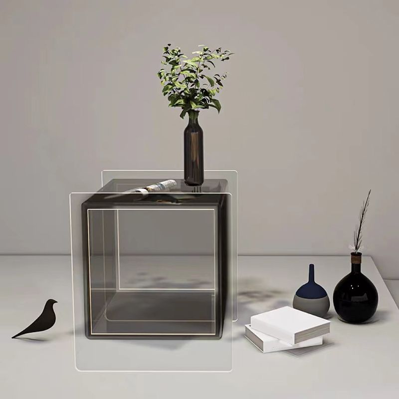 Glam End Slide Table Plastic Sled Rectangular with Shelf Living Room Corner Table Clearhalo 'Coffee & Accent Tables' 'End & Side Tables' 'end_side_tables' 'furn' 'furn_end_side_tables' 'Furniture' 'Living Room Furniture' 1200x1200_150729e6-e324-45e4-ae6d-551f123a1fda