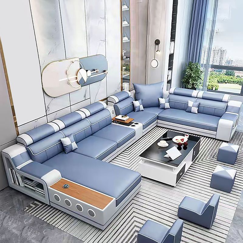 141.73"D x 94.5"W x 35.43"H Cushion Back Sloped Arms Sectionals with Storage