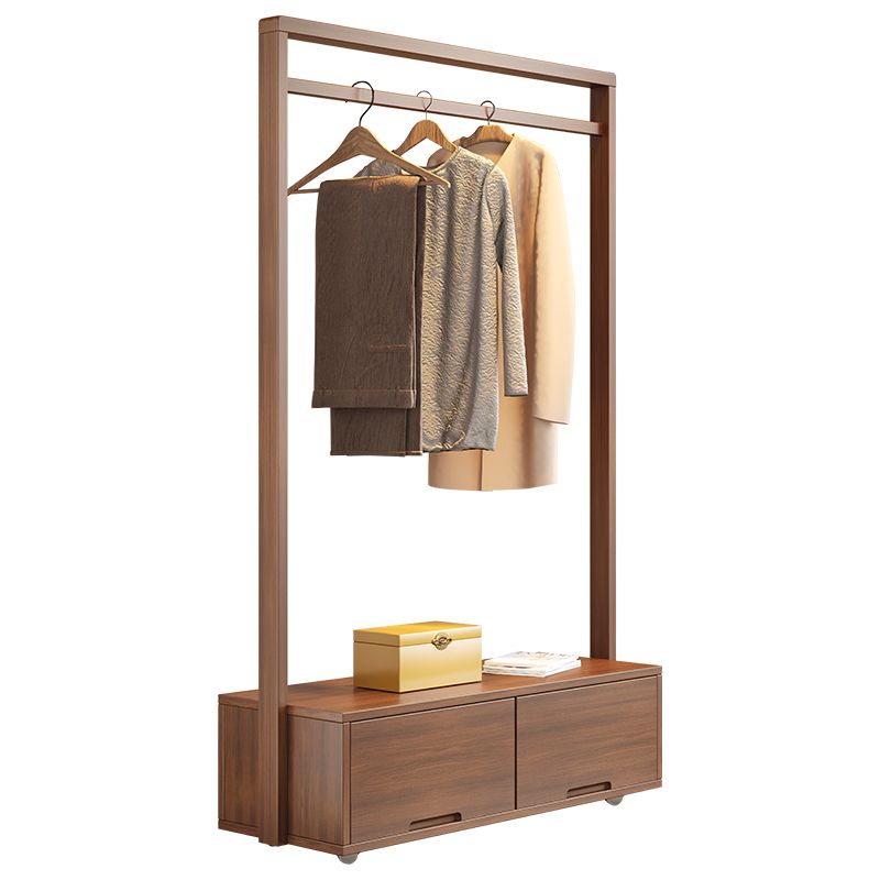 Wooden Open Wardrobe Modern Minimalist Bedroom Wardrobe Armoire with Drawers