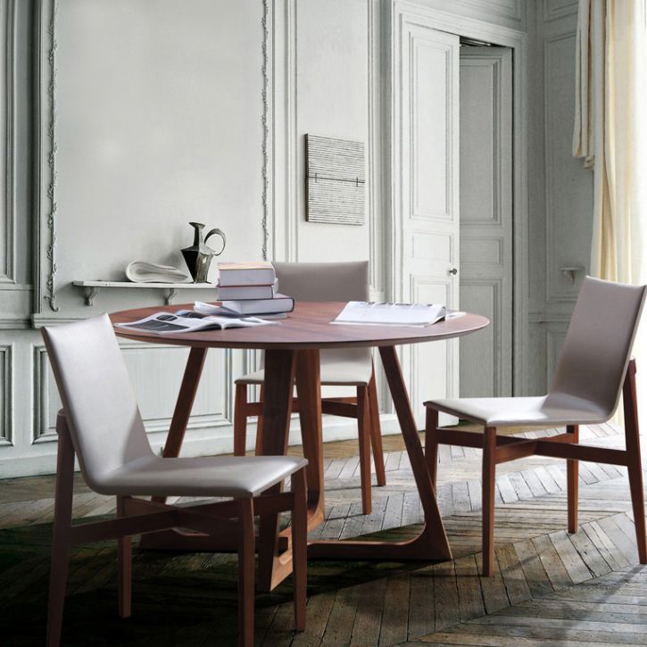 Modern Solid Wood Dining Room Collection Double Pedestal Dining Table in Walnut Clearhalo 'Dining Tables & Seating' 'Dining Tables' 'dining_table' 'furn' 'furn_dining_table' 'Furniture' 'Kitchen & Dining Furniture' 1200x1200_1508e723-8ce3-4d36-aa88-8cc17ff0a9ed