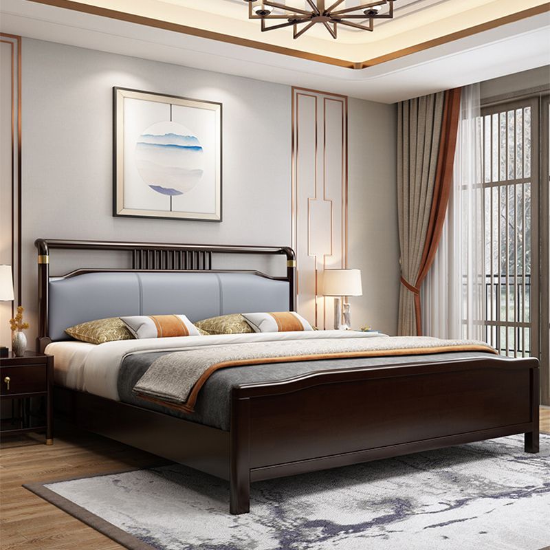 84.65 inch Wide Mid-century Bed Frame Rubberwood Bed with Upholstered Headboard Clearhalo 'Bedroom Furniture' 'Beds' 'furn' 'furn_beds' 'Furniture' 1200x1200_15095c5f-1e7b-43b6-8336-2e120911679f