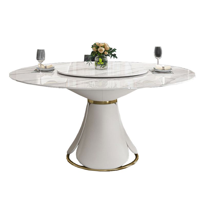 Round Dining Table Set with Padded Chairs 1/5/7 Pieces White Dining Set for Home