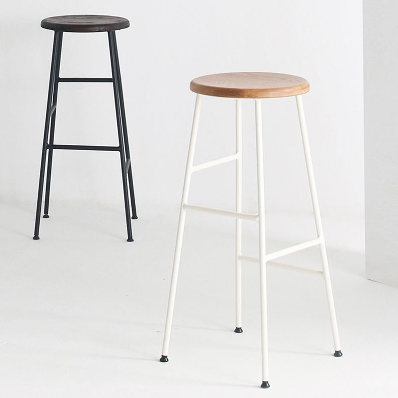 Modern Armless Backless Counter Stool Steel Dessert Shop Bar Stool with Wooden Seat Clearhalo 'Bar Furniture' 'Bar Stools' 'bar_stools' 'furn' 'furn_bar_stools' 'furniture_bar_stools' 'Kitchen & Dining Furniture' 'kitchen&dining_furn' 'kitchen' 'kitchen_furn' Furniture' 1200x1200_150a49a1-82b7-42d9-87fb-3478345a224b