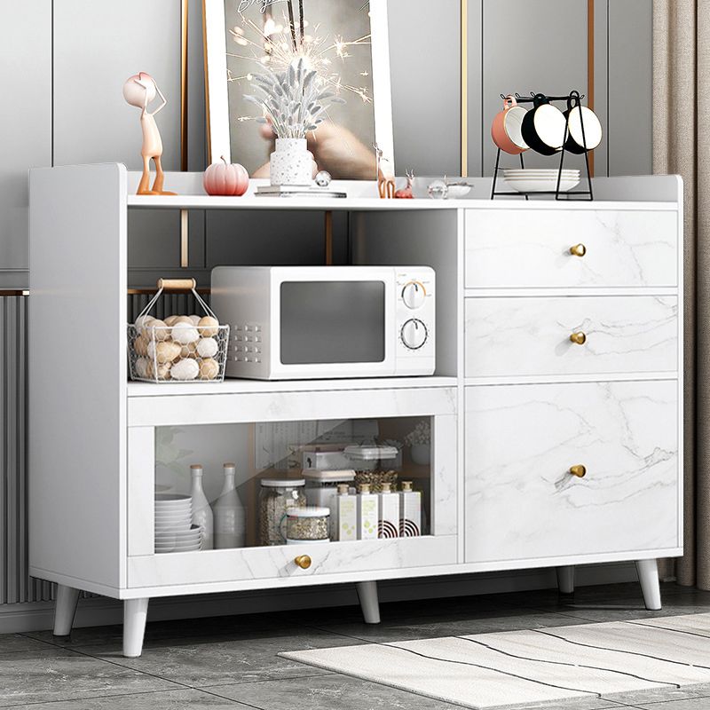 Modern open opslagbuffetstandaard zwart gemanipuleerd houten buffet bijboard met 3-laden