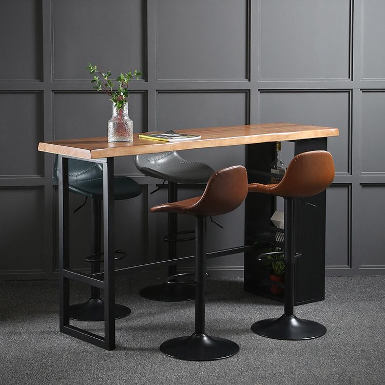 Pine Wood Bar Dining Table Industrial Bar Dining Table with Sled Base Clearhalo 'Bar Furniture' 'Bar Tables' 'bar_tables' 'furn' 'furn_bar_tables' 'Furniture' 'furniture_bar_tables' 'Kitchen & Dining Furniture' 1200x1200_150b25aa-e521-4e7f-8d38-ee435936f6fa
