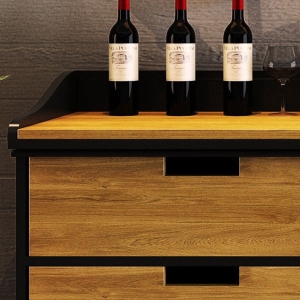 Modern Dining Room Credenza Sliding Doors Metal and Wood Buffet in Black Clearhalo 'buffet_sideboard' 'Buffets & Sideboards' 'furn' 'furn_buffet_sideboard' 'Furniture' 'furniture_buffet_sideboard' 'Kitchen & Dining Furniture' 1200x1200_150c1e64-f887-4bb0-a4a0-804932a9e6e5