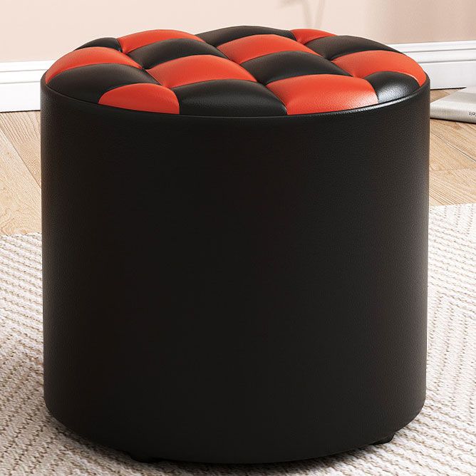 Mid-Century Modern Pouf Ottoman Faux Leather Tufted Square Pattern Round Ottoman Clearhalo 'furn' 'furn_ottomans_poufs' 'Furniture' 'Living Room Furniture' 'Ottomans & Poufs' 'ottomans_poufs' 1200x1200_150c8f21-9ea0-41a0-ba61-88122986d06a