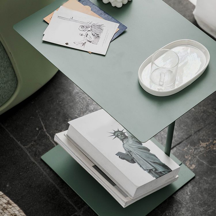 Mid-Century 19" Tall C Side Table Metal Rectangular Side Table