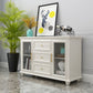 Contemporary White Buffet Sideboard Solid Wood Sideboard Cabinet with Drawers and Doors Clearhalo 'buffet_sideboard' 'Buffets & Sideboards' 'furn' 'furn_buffet_sideboard' 'Furniture' 'Kitchen & Dining Furniture' 1200x1200_1513e850-7d4e-4c97-b271-77a191fce24f