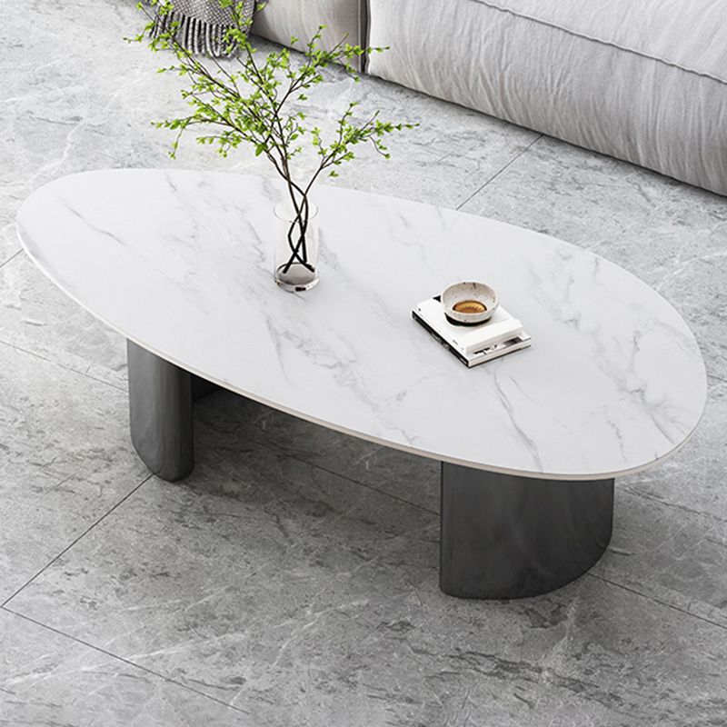 Table basse Glam de 15 po de hauteur, table de cocktail blanche simple en ardoise