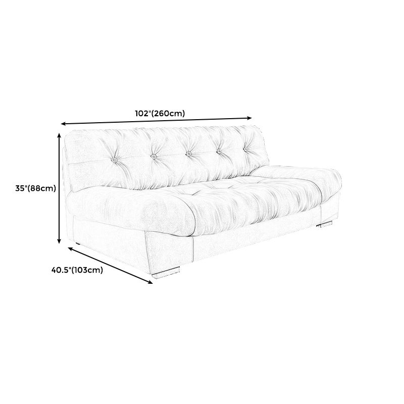 34.65" H Genuine Leather Armless Sofa with Tufted Back Down Fill Cushions Sofa Clearhalo 'furn' 'furn_sofas' 'Furniture' 'furniture_sofas' 'Living Room Furniture' 'Sofa' 'sofas' 1200x1200_15154f90-fdc2-425f-b6ff-2056f37ee9f4
