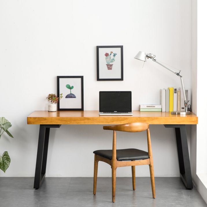 Solid Wood Rectangular Work Table Fixed Home Office Modern Writing Desk Clearhalo 'Furniture' 'furniture_office_desk' 'Office Desks' 'Office Furniture' 'office_desk' 1200x1200_15188253-97a0-482d-808d-c6c657cd05c3