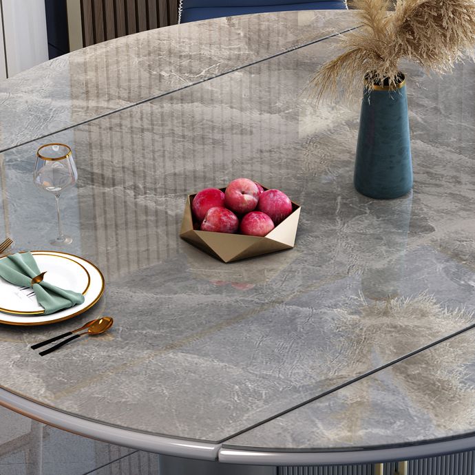 Glam Sintered Stone Extendable Table Round Shape Standard Dining Table for Kitchen Clearhalo ' dining_table' 'Dining Tables & Seating' 'Dining Tables' 'furn' 'furn_dining_table' 'Furniture' 'furniture_dining_table' 'Kitchen & Dining Furniture' 'kitchen&dining_furn' 'kitchen' 'kitchen_dining_table' 1200x1200_1519adf5-08cd-43b2-b4a8-7ebdedd332fe