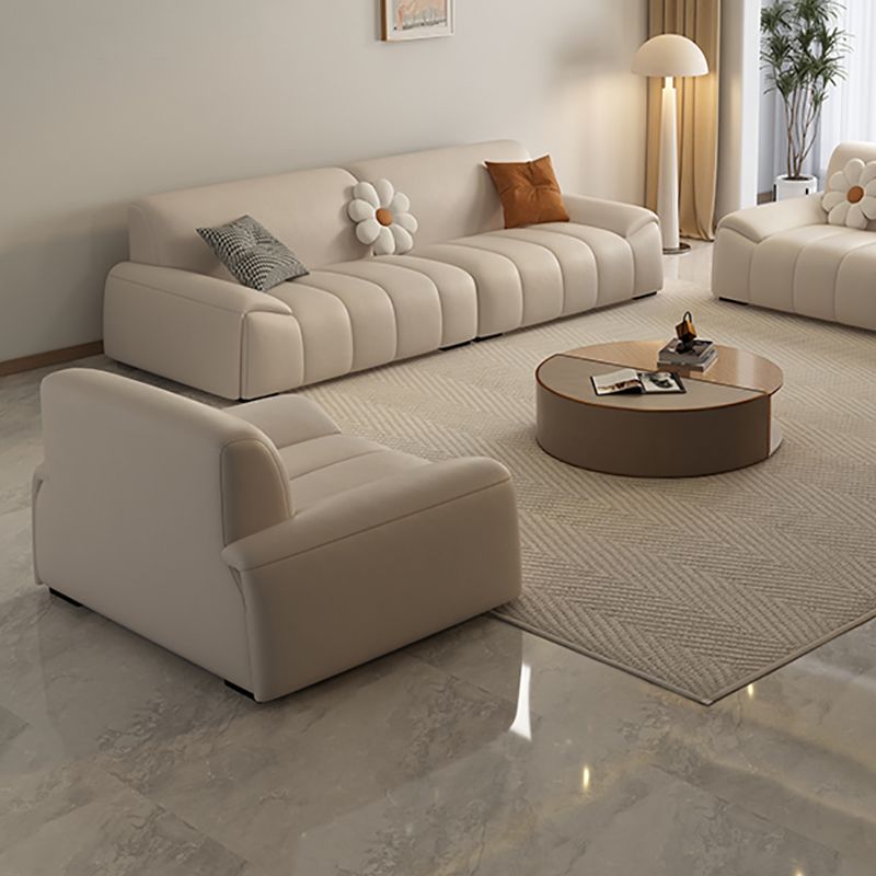 Genuine Leather Cream Sofa Modern 30.7" H Pillow Top Arm Sofa Clearhalo 'furn' 'furn_sofas' 'Furniture' 'Living Room Furniture' 'Sofa' 'sofas' 1200x1200_151c9fd9-cbcc-476b-9216-81b3ec086517