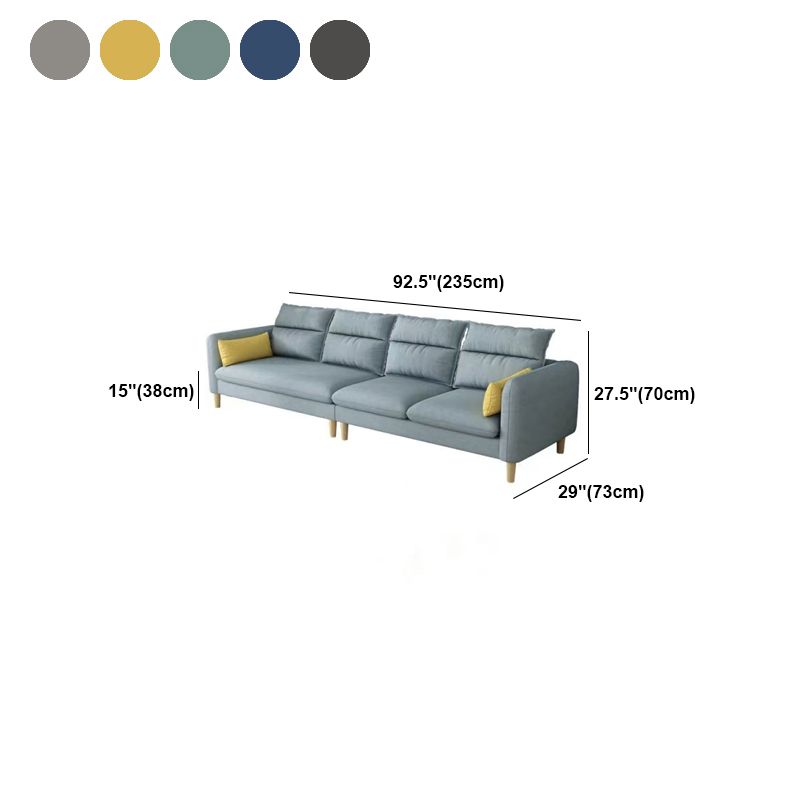3/4 plazas 27.5 "H Lino Sofá de brazo cuadrado de color sólido para sala de estar