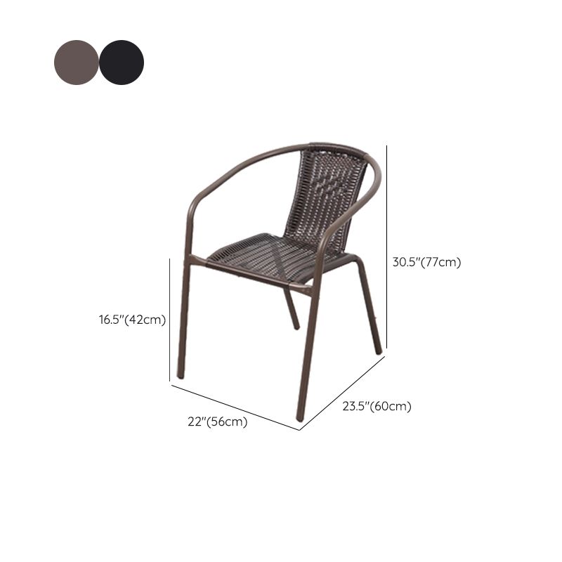 Modern Indoor-Outdoor Chair Metal Frame Stacking Dining Arm Chair