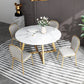 White Stone Top Dining Table Glam Style Gold Base Dining Table for Living Room Clearhalo 'Dining Tables & Seating' 'Dining Tables' 'dining_table' 'furn' 'furn_dining_table' 'Furniture' 'furniture_dining_table' 'Kitchen & Dining Furniture' 1200x1200_1522861d-78d4-487f-9e64-e1e14e882dbf